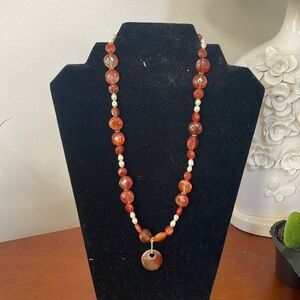 Homemade Carnelian and Pearl Necklace